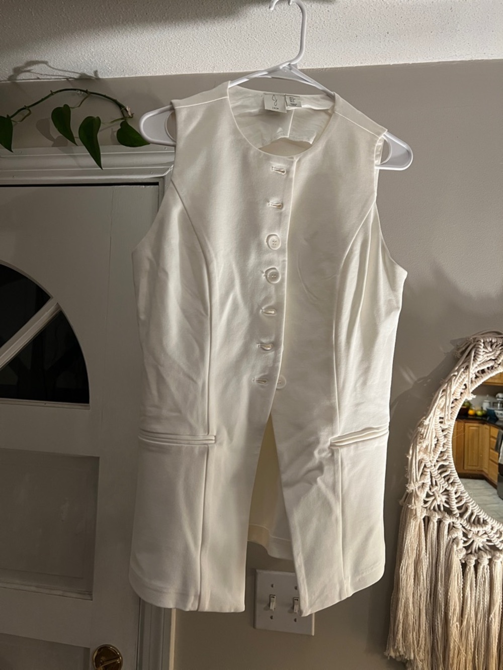 Joie Cream Round-Neck Button Vest